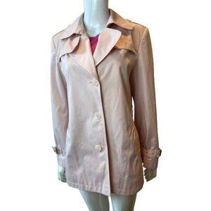Gallery Womens Trench Coat Jacket Front Button Long Sleeve Cotton Pink Size M